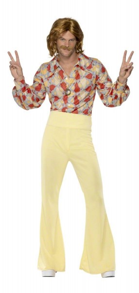 1960`er Groovy Guy Kostüm mit Hemd und gelber Hose