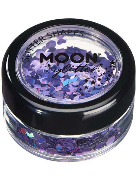 Moon Holographic Glitter Shapes, violett