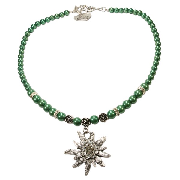 Edelweiss-Perlenkette Fiona, grün