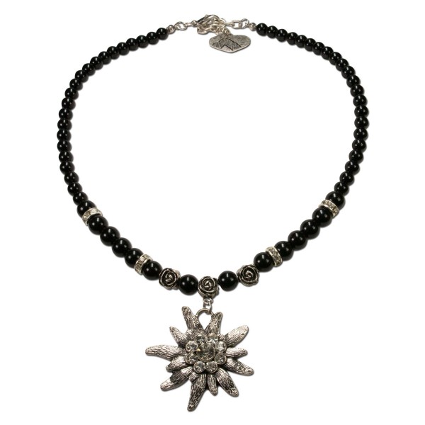 Edelweiss-Perlenkette Fiona, schwarz