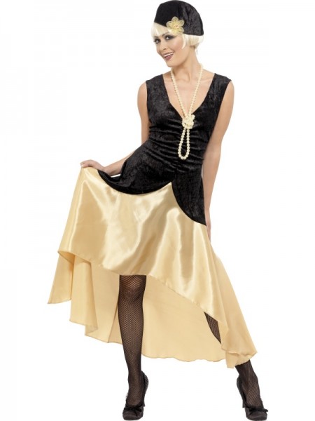 20`er Gatsby Girl Kleid, schwarz/gold