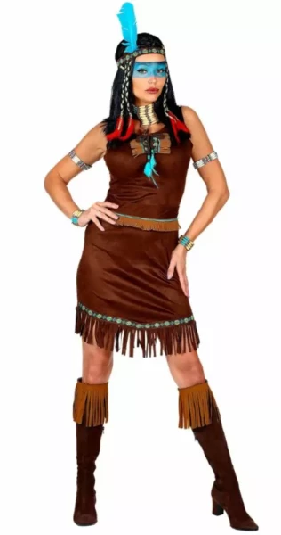 Indianerin Kostüm, blaue Feder