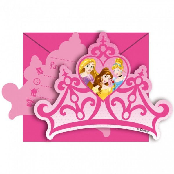 Disney Prinzessinnen Einladungskarten, 6 Stück