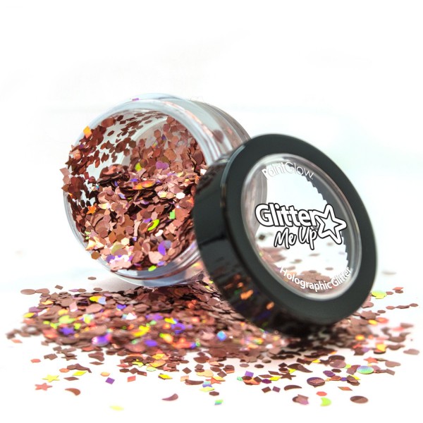 PaintGlow Holographic Chunky Glitter Shapes, Dose zu 4 g, Rose Gold