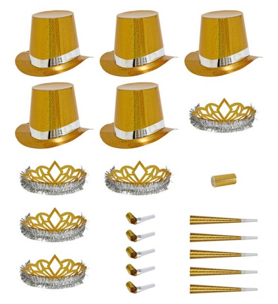 Holografisches Party Set, gold, 21-teilig