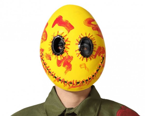 Maske Eierkopf, gelb-rot