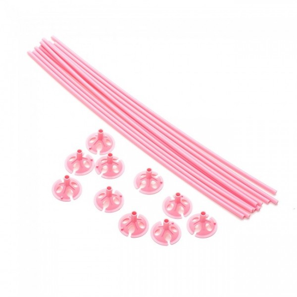 Ballonstäbe mit Verschluss, rosa, Packung zu 10 Stück, ca 40cm