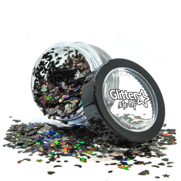 PaintGlow Holographic Chunky Glitter Shapes, Dose zu 4 g, Black Star
