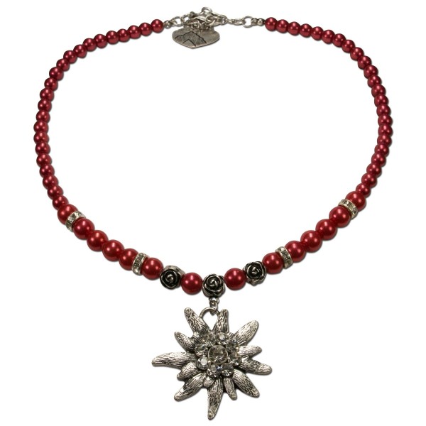 Edelweiss-Perlenkette Fiona, rot