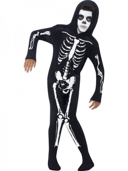 Kinderkostüm Skelett mit Kapuze
