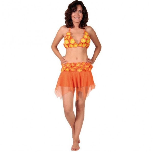 Hawaiianisches Kostüm, orange, Einheitsgrösse