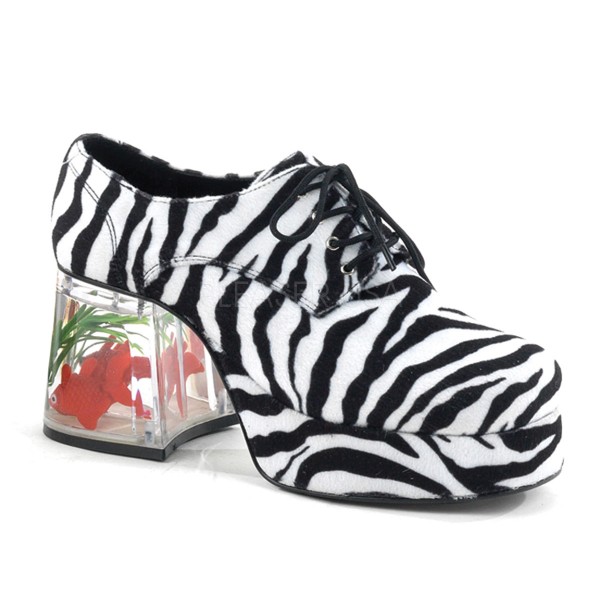 Plateau-Schuhe für Herren, zebra, mit Goldfisch im Absatz