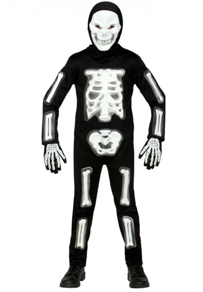 Kinderkostüm 3D Skelett weiss
