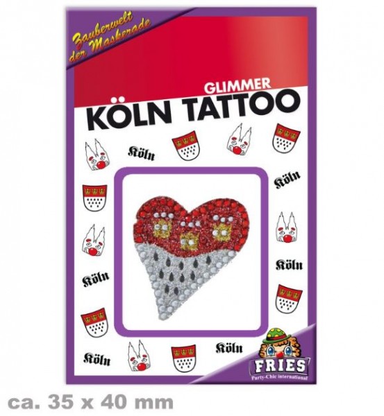 Glimmer-Tattoo Köln Love, 35 x 40 mm