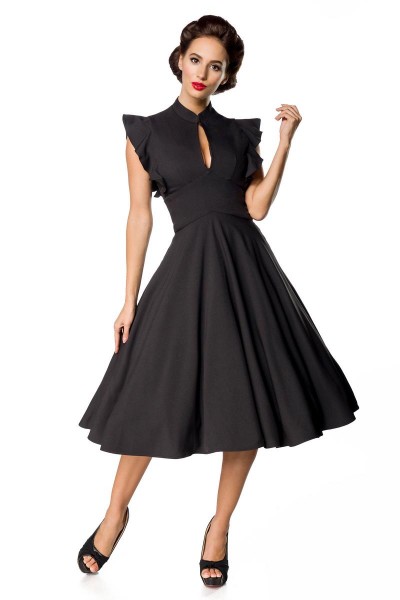 Belsira Premium Vintage Kleid, schwarz