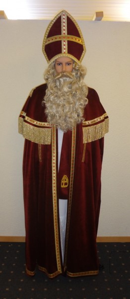Bischofskostüm aus Baumwollsamt, weinrot, Einheitsgrösse