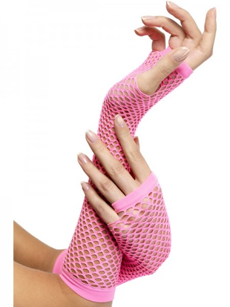 fingerlose Netzhandschuhe, neon pink