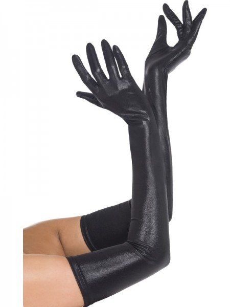 Handschuhe, schwarz, glänzend