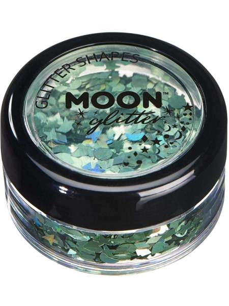 Moon Holographic Glitter Shapes, grün