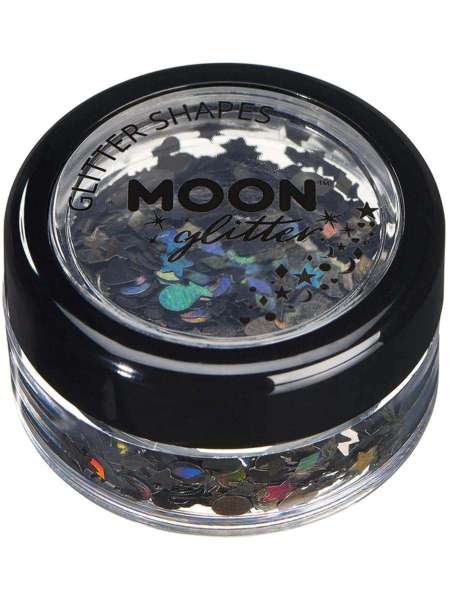 Moon Holographic Glitter Shapes, schwarz