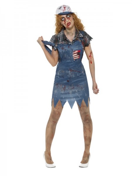 Zombie Damenkostüm, Hillbilly, blau