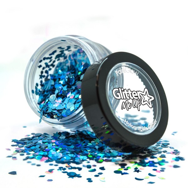 PaintGlow Holographic Chunky Glitter Shapes, Dose zu 4 g, Cosmic Blue