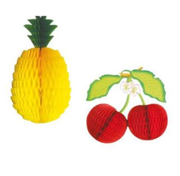 Wabenball Ananas und Kirsche, ca. 21cm