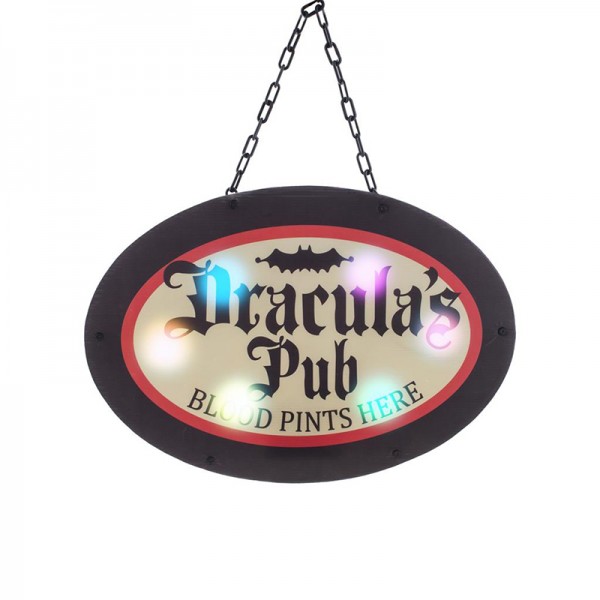 Dracula`s Pub Schild mit Licht, ca. 47.5 x 2.5 x 33.5 cm