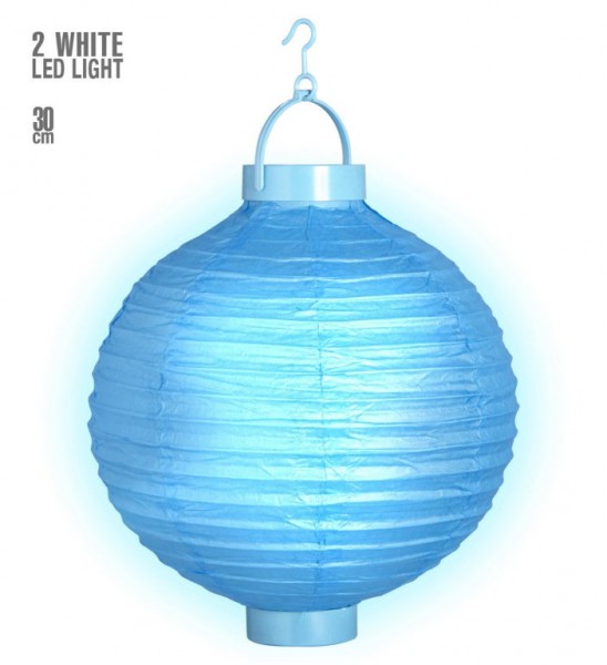 Lampion, blau mit LED Licht