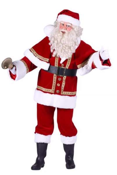 Weihnachtsmann Samt Deluxe mit Schultercape, edelrot