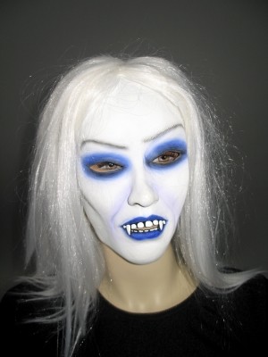 Latexmaske Gothic-Vampirin mit Haar