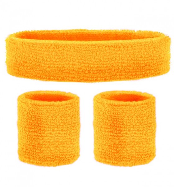 Schweissbänder Neon Orange 1 Stirnband, 2 Armbänder