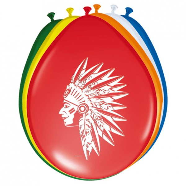 Latexballon, Indianer, bunt, ca. 30 cm, Packung zu 8 Stück, (unaufgeblasen)