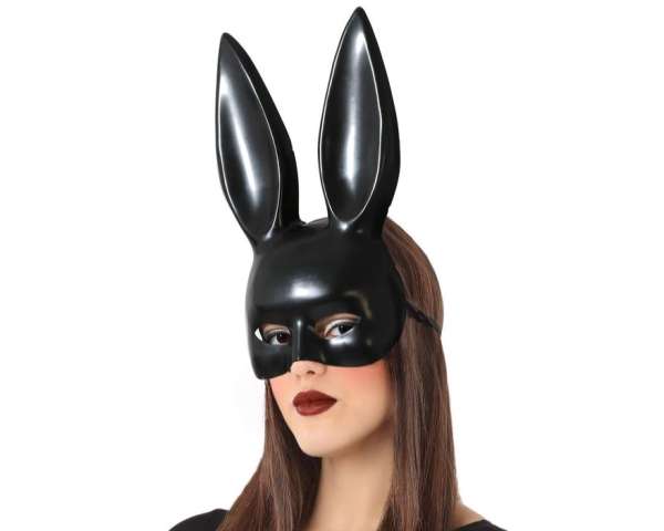 Halloween-Maske schwarz mit Hasenohren
