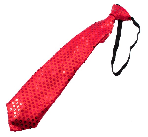 Krawatte mit Pailletten, rot mit LED