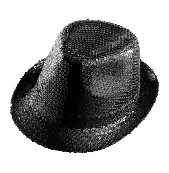 Hut schwarz mit Pailletten