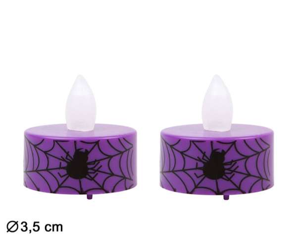 LED Halloween-Kerzchen, violett, 2 Stück