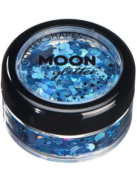 Moon Holographic Glitter Shapes, blau