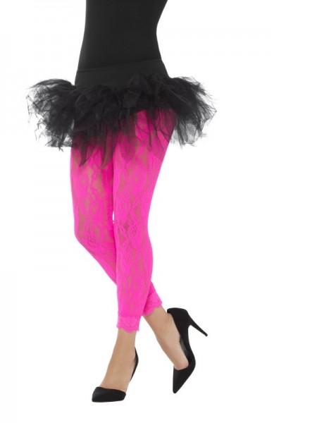 80er Leggings aus Spitzen, neon pink