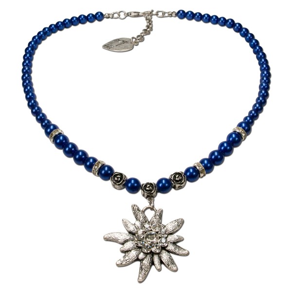 Edelweiss-Perlenkette Fiona, blau