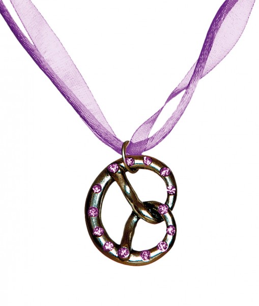 Halsband mit Brezn-Anhänger violett