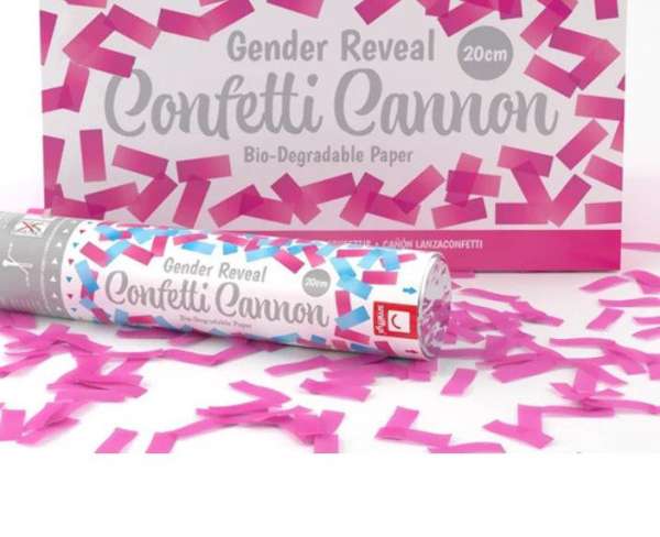 Konfetti Kanone 20 cm, Gender Reveal, pink