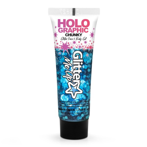 PaintGlow Holographic Chunky Glitter Gel, Tube Cosmic Blue