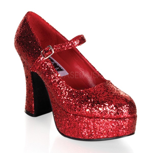 Plateau-Schuhe für Frauen rot mit Glitzer