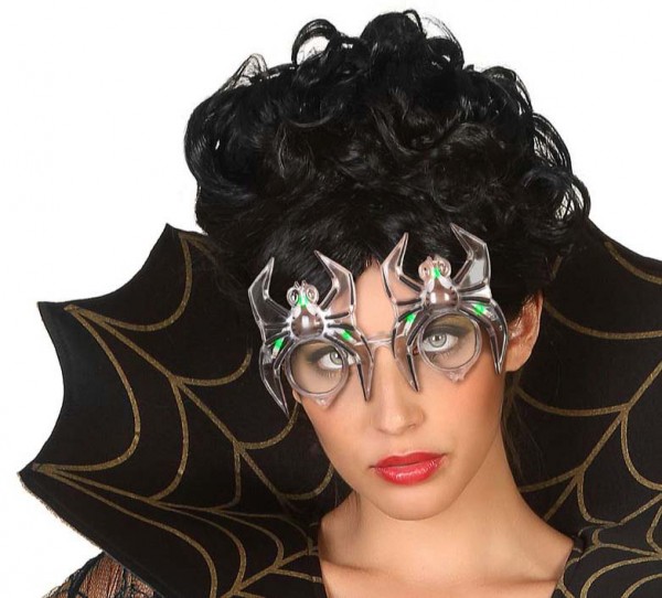 Halloween Brille, Spinnenmotiv mit LED-Licht