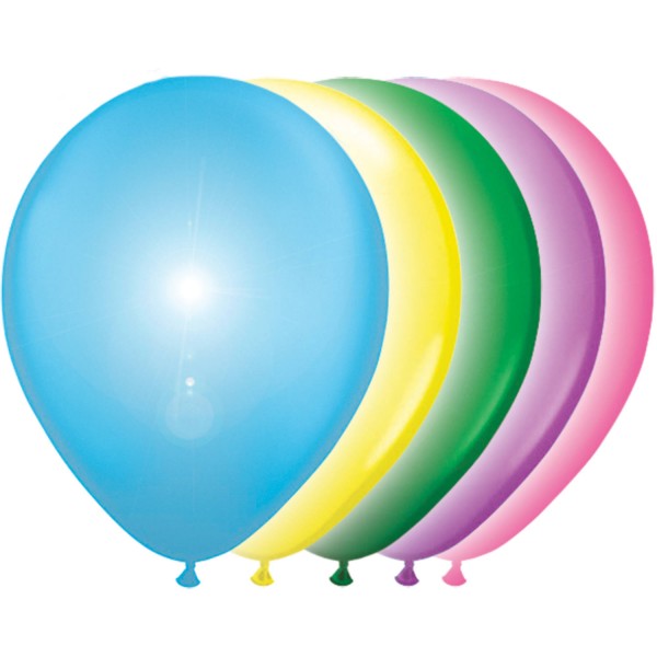 Latexballon, mit LED Licht, bunt gemischt, ca. 25 cm, Packung zu 5 Stück, (unaufgeblasen)