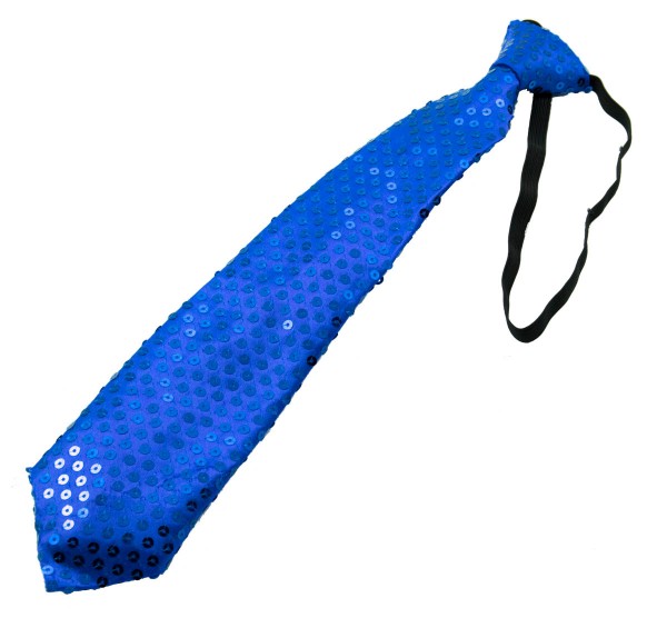 Krawatte mit Pailletten, blau mit LED