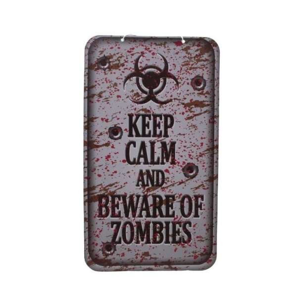 `Beware of Zombies` Schild, ca. 40 x 22 cm