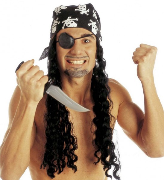 Piraten-Set mit Perücke mit Bandana und Augenklappe