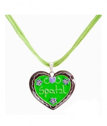 Halsband mit Herz-Anhänger Spatzl grün